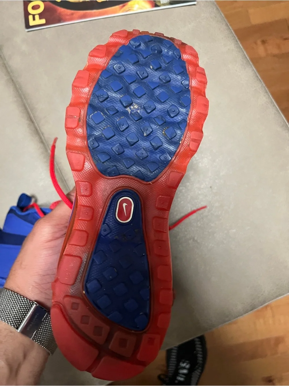 Nike youth Griffey #24  High-Top Sneakers in Blue and Red